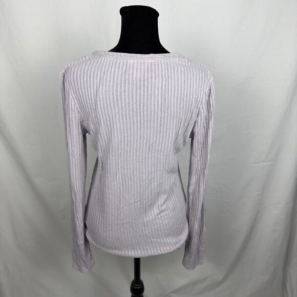 Anthropologie Postcard Ribbed Gray / Lavender Henley - Women’s L - Picture 4 of 9